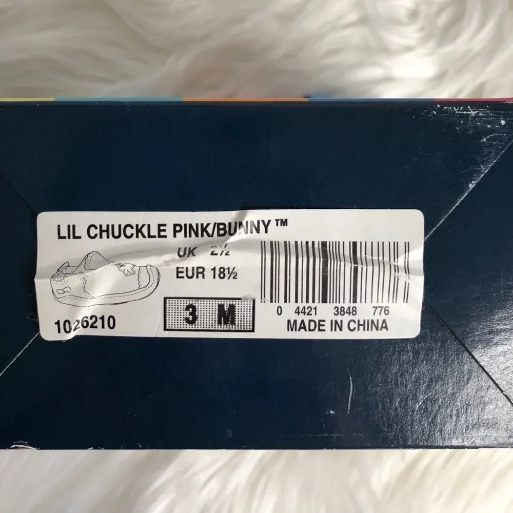 Stride Rite Lil Chuckle Bunny pink baby booties 3m